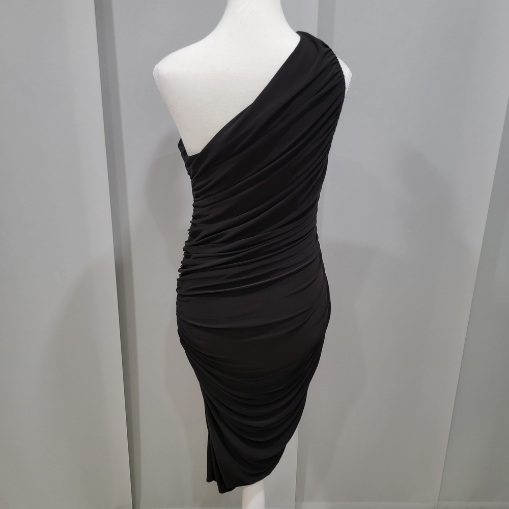 White House Black Market One-Shoulder Black Dress - Picture 5 of 7
